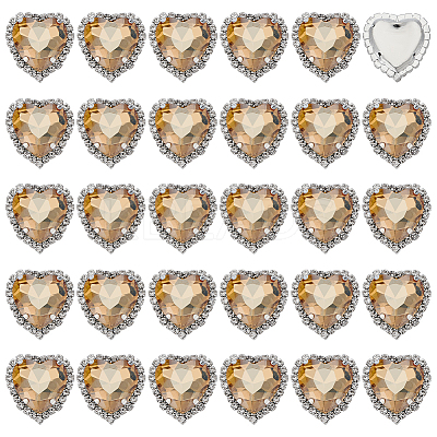30Pcs Brass with Glass Sew on Rhinestone FIND-FG0004-73B-1