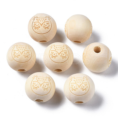 Unfinished Natural Wood European Beads WOOD-S045-149-1