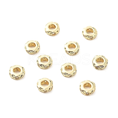 Flat Round Brass Micro Pave Clear Cubic Zirconia Spacer Beads KK-L237-016G-1