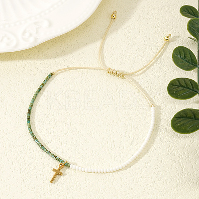 Bohemian Style Glass Seed Beads Braided Bead Bracelets EC2544-1