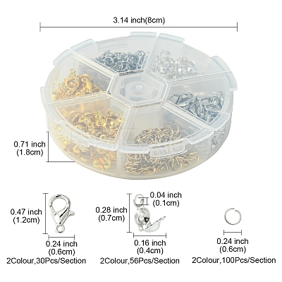 DIY Zinc Alloy Lobster Claw Clasps & 304 Stainless Steel Open Jump Rings & Brass Bead Tips Making Findings Kits DIY-FS0006-92-1