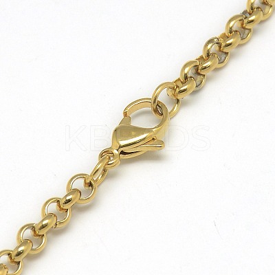 Trendy Unisex 201 Stainless Steel Cross Rolo Chain Necklaces NJEW-L043B-09G-1