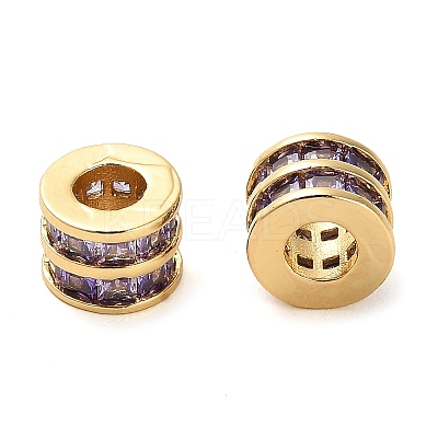 Brass Micro Pave Cubic Zirconia Beads KK-D093-04G-02-1