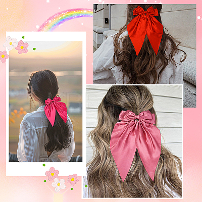5Pcs 5 Colors Bowknot Polyester Hair Barrettes PHAR-SP0001-18A-1