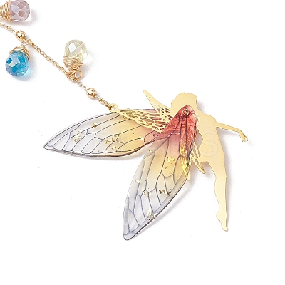 Brass Fairy Pendant Decorations HJEW-JM02976-1