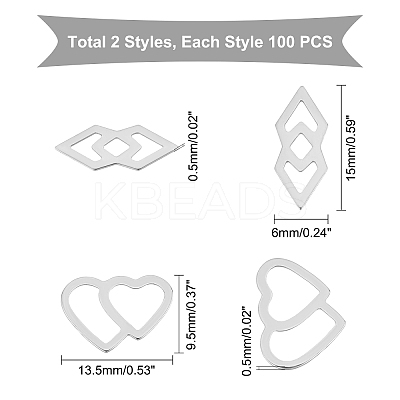 200Pcs 2 Style 304 Stainless Steel Linking Rings STAS-DC0007-72-1