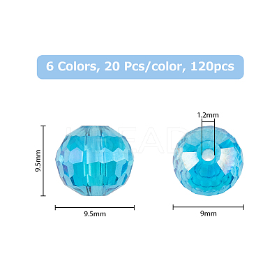 120Pcs 6 Colors Electroplate Transparent Glass Beads Strands GLAA-FH0001-63-1