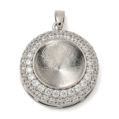 Brass Micro Pave Clear Cubic Zirconia Pendants KK-N254-118P-02-1