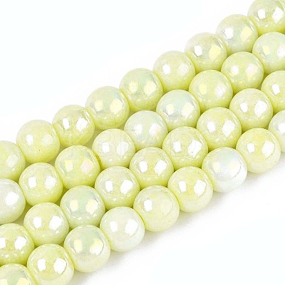 Electroplate Opaque Glass Beads Strands EGLA-T026-8mm-05D-1