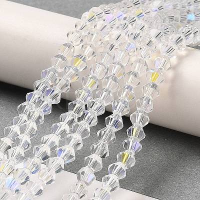 Transparent Electroplate Glass Beads Strands GLAA-F029-4mm-D13-1