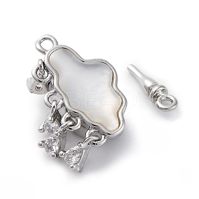Brass Micro Pave Clear Cubic Zirconia Box Clasps KK-P291-34P-1
