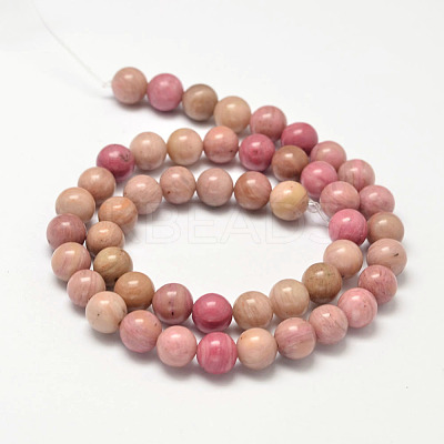 Round Natural Rhodonite Beads Strands G-K092-6mm-1