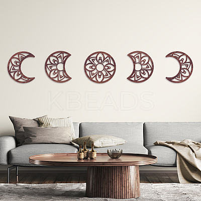 Hollow Wood Wall Hanging Ornaments AJEW-WH0323-36B-01-1