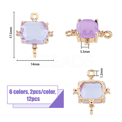 10Pcs 5 Colors Glass Connector Charms GLAA-HY0001-11-1