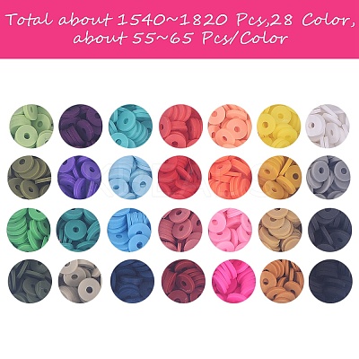 134.4g 28 Colors Handmade Polymer Clay Beads CLAY-SZ0001-34-1