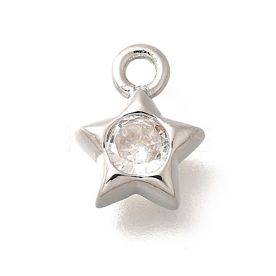 Brass Micro Pave Cubic Zirconia Charms KK-C085-23P-1