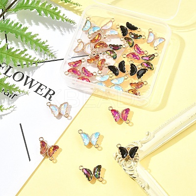 24Pcs 6 Colors Alloy Glass Connector Charms FIND-FS0003-51-1