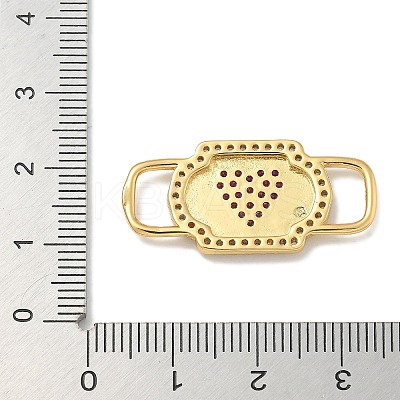 Rack Plating Brass Micro Pave Clear & Orchid Cubic Zirconia Heart Mask Connector Charms KK-L224-065G-1