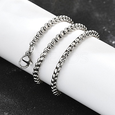 Non-Tarnish 304 Stainless Steel Box Chain Necklaces NJEW-O110-05H-P-1