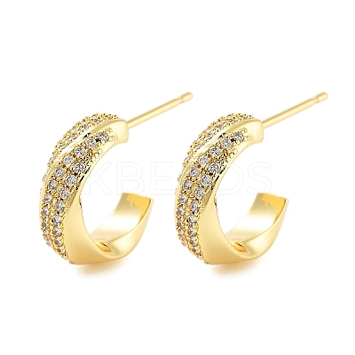 Rack Plating C-Shaped Brass Stud Earrings EJEW-N055-40G-RS-1