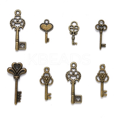 Tibetan Style Alloy Key Pendants TIBEP-X0001-02-AB-1