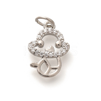 Rack Plating Brass Micro Pave Cubic Zirconia Pendants KK-H508-28P-09-1
