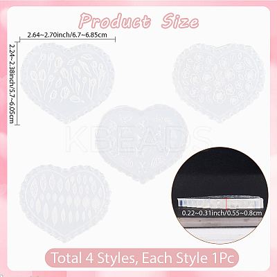 4Pcs 4 Styles Silicone Carved Molds MRMJ-SC0001-47B-1