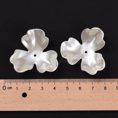 3-Petal Flower ABS Plastic Imitation Pearl Bead Caps X-OACR-R016-05-1