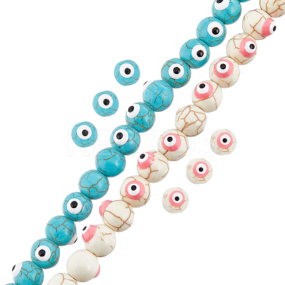 100Pcs 2 Colors Synthetic Turquoise Enamel Beads Strands G-SC0002-81-1