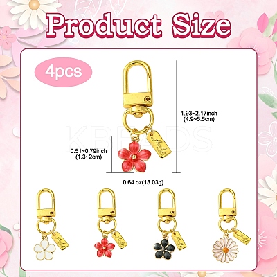 Alloy Enamel Flower Pendant Decorations HJEW-YW00003-1