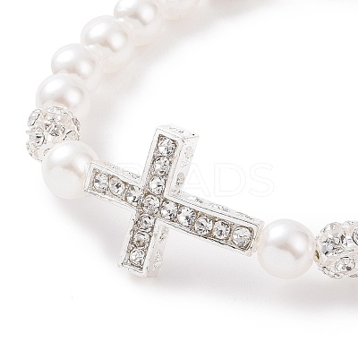 Alloy Rhinestone Religion Cross Bracelets BJEW-JB09096-1