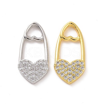 Brass Micro Pave Clear Cubic Zirconia Pendants KK-E068-VF194-1