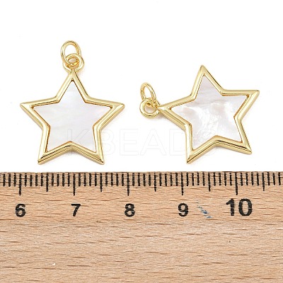 Natural Shell Star Pendants KK-L251-43G-01-1