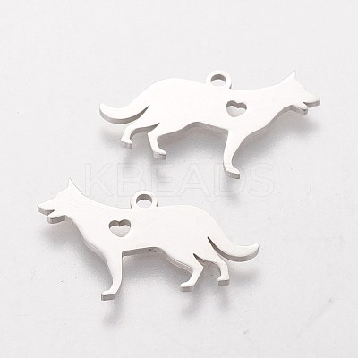 Non-Tarnish 201 Stainless Steel Puppy Pendants STAS-S105-T439-1