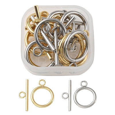 10 Sets 2 Styles 304 Stainless Steel Toggle Clasps STAS-YW0001-64-1