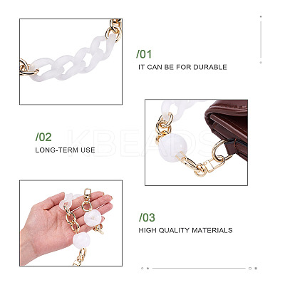 2Pcs 2 Style Oval & Round Beads Acrylic Bag Handle FIND-GN0001-16C-1