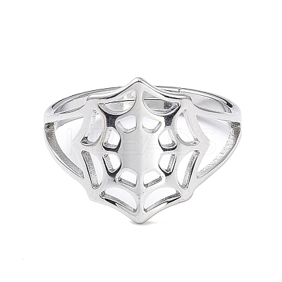 Non-Tarnish 304 Stainless Steel Spider Web Adjustable Rings for Women LS-RJEW-I097-07P-1