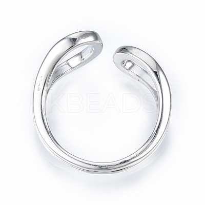 Brass Wire Wrap Teardrop Open Cuff Ring for Women RJEW-T001-96P-1