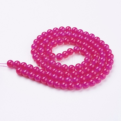 Imitation Jade Glass Round Beads Strands X-DGLA-S076-8mm-24-1