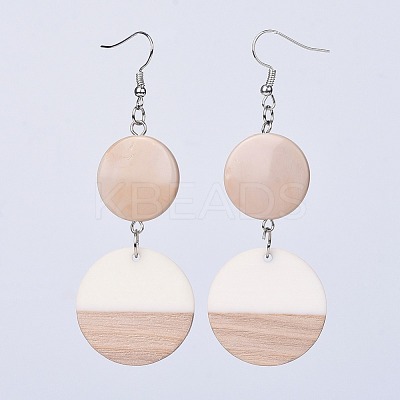 Resin & Wood Dangle Earrings EJEW-JE03025-03-1
