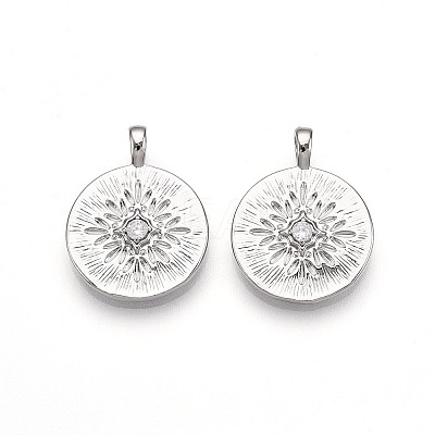 Brass Micro Pave Cubic Zirconia Pendants ZIRC-T016-19P-1