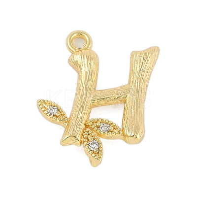 Brass Crystal Rhinestone Letter Links Connector Charms KK-S395-06G-H-1