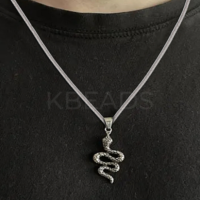 5Pcs 1MM 304 Stainless Steel Round Snake Chain Necklaces NJEW-LP0003-39-1
