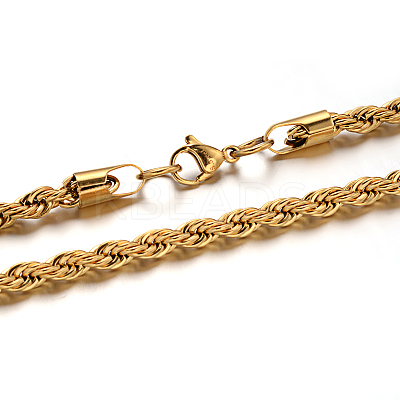 304 Stainless Steel Rope Chain Necklaces NJEW-M151-18G-B-1