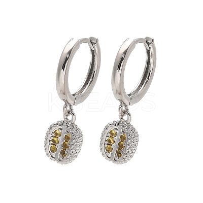 Brass Cubic Zirconia Hoop Earrings EJEW-Q015-01P-D-1