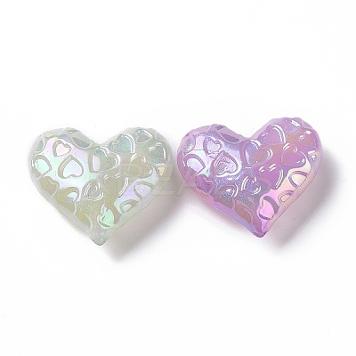 UV Plating Rainbow Iridescent Luminous Acrylic Beads X-OACR-E010-13-1