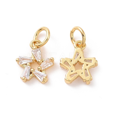 Star Brass Micro Pave Clear Cubic Zirconia Charms KK-G435-43G-1