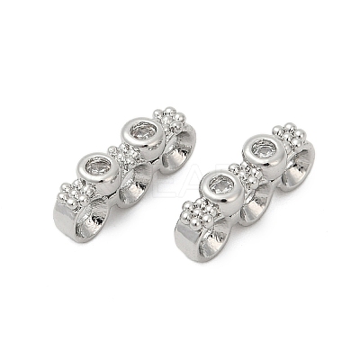 Brass Micro Pave Clear Cubic Zirconia Spacer Bars KK-P302-21B-P-1