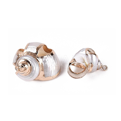 Electroplate Natural Sea Shell Pendants SSHEL-Q100-03KCG-1