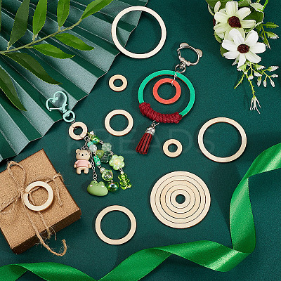 200Pcs 5 Styles Laser Cut Wood Shapes WOOD-SP0001-18-1